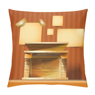 Personality  Old Fireplace. Vector Illustration Pillow Covers