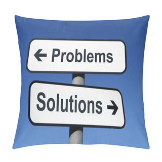 Personality  Signpost Pointing To Problems And Solutions. Pillow Covers