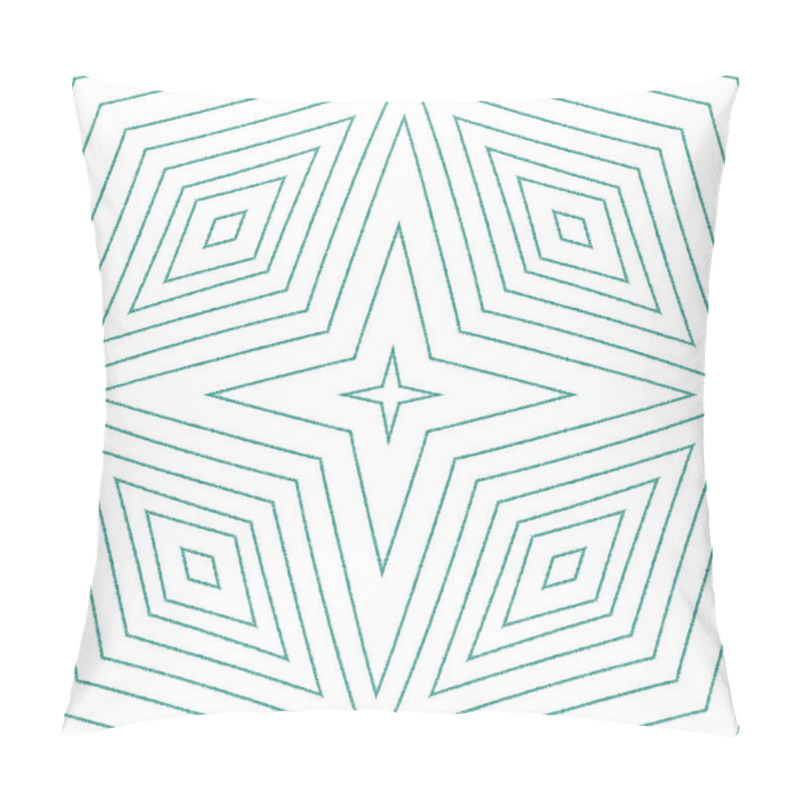 Personality  Arabesque hand drawn pattern. Turquoise symmetrical kaleidoscope background. Textile ready unusual print, swimwear fabric, wallpaper, wrapping. Oriental arabesque hand drawn design. pillow covers