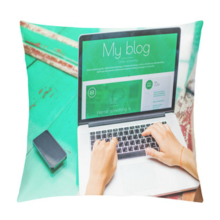 Personality  Computer With Blog Design Pillow Covers