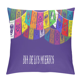 Personality  Day Of The Dead, Dia De Los Muertos, Banner With Colorful Mexican Bunting. Fiesta, Holiday Poster, Party Flyer, Funny Greeting Card. Horizontal Web Banner Pillow Covers