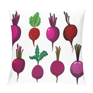 Personality  Purple Beets Vegetables With Stalks And Leaves Pillow Covers