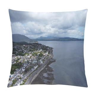 Personality  A Beautiful Aerial View Of Dunoon With Holy Loch Under A Cloudy Sky, Scotland Pillow Covers