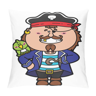 Personality  Funny Pirate And Parrot. Pillow Covers