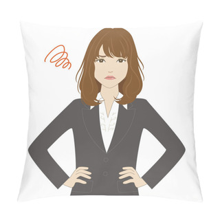 Personality  Angry Young Woman In Business Suit Pillow Covers