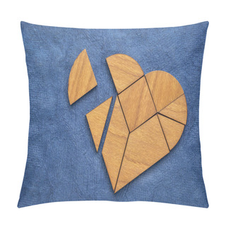 Personality  Wooden Heart Tangram Puzzle Pillow Covers