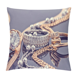 Personality  Gold, Silver Rings And Chains Pillow Covers