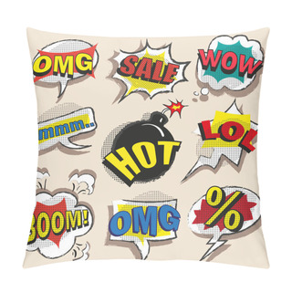 Personality  Vector Pop Art Comic Speech Bubble Set With Abbreviations Pillow Covers
