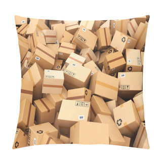 Personality  Stack Of Cardboard Delivery Boxes Or Parcels. Warehouse Concept  Pillow Covers