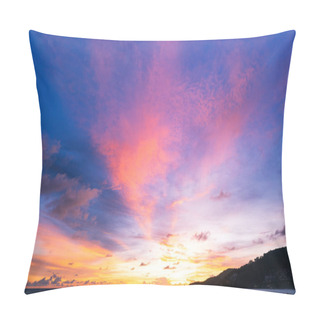 Personality  Landscape Long Exposure Of Majestic Clouds In The Sky Sunset Or Sunrise Over Sea With Reflection In The Tropical Sea Beautiful Landscape Scenery Amazing Colorful Light Of Nature Landscape Pillow Covers
