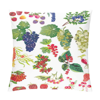 Personality  Collection Of Different Berries On White Pillow Covers