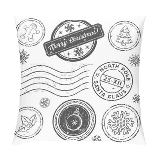 Personality  Christmas Stamp Set Isolated On White. Vector Pillow Covers