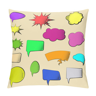 Personality  Set Of Cartoon, Comic Speech Bubbles. Clouds With Halftone Dot In Pop Art Style. Vector Illustration For Comics Book. Speech Bubbles With Word And Sound Illustration Pillow Covers