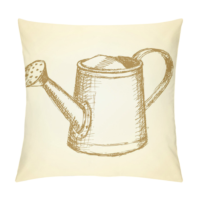 Personality  Sketch watering can, vector vintage background  pillow covers