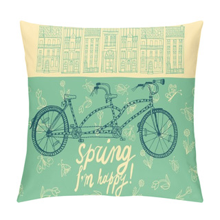 Personality  Spring Tandem Bicycle Pillow Covers
