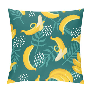 Personality  Vector Summer Exotic Pattern With Yellow Bananas, Flowers And Leaves. Seamless Texture Design. Pillow Covers