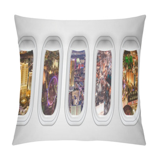 Personality  Las Vegas Night Aerial Skyline As Seen Through Five Aircraft Win Pillow Covers