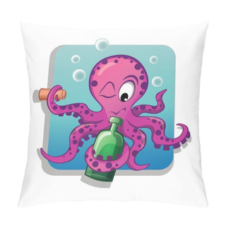 Personality  Cartoon Octopus With Bottle Pillow Covers