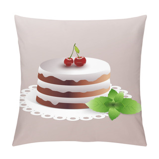 Personality  Cherry Cake. Vector Illustration. Pillow Covers