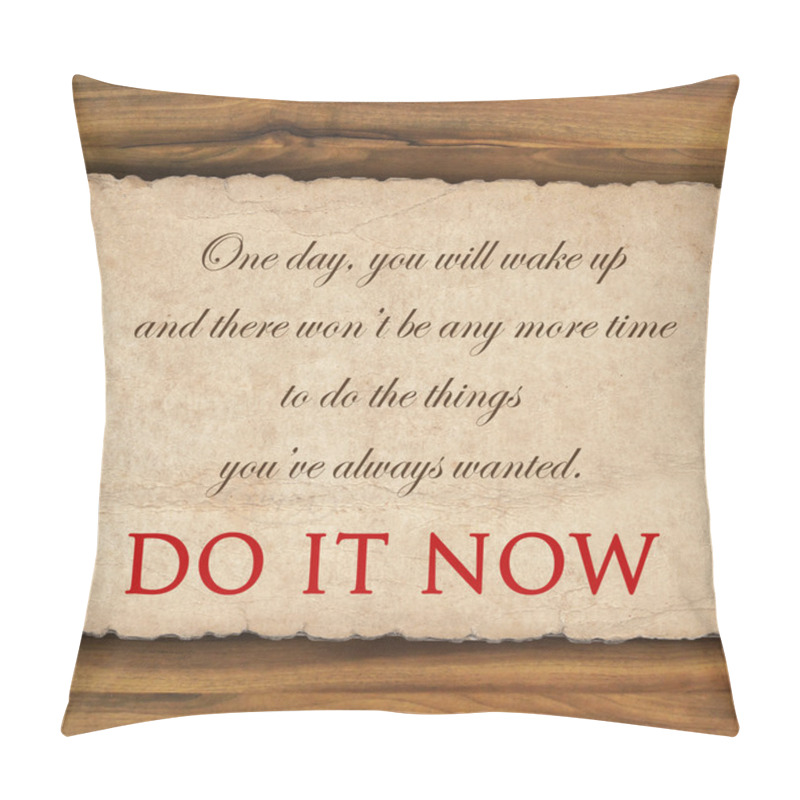 Personality  Inspirational Quote On  Grunge Paper Against Wood Background Pillow Covers