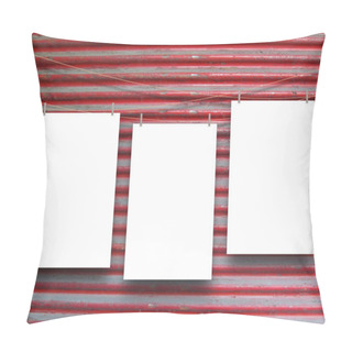 Personality  Three Hanged Vertical Paper Sheets On Red Shutter Pillow Covers