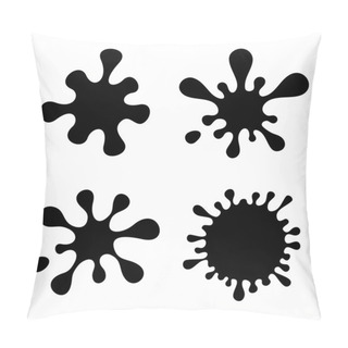 Personality  Four Black Blot Set On White Background Pillow Covers