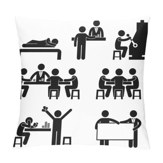Personality  Gambling Casino Man Host Croupier Dealer Jackpot Machine Icon Symbol Sign Pictogram Pillow Covers