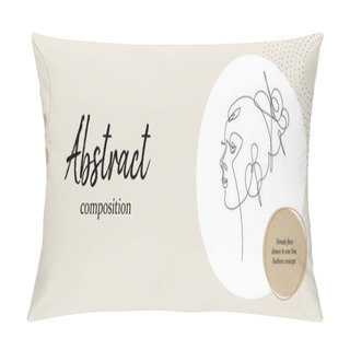 Personality  Female Face Drawn In One Line. Fashion Concept. Pillow Covers
