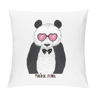 Personality  Panda In Pink Sunglasses Pillow Covers