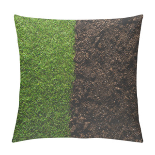 Personality  Top View Of Green Lawn And Soil Background Pillow Covers