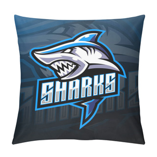 Personality  Shark Esport Mascot Logo Design Pillow Covers