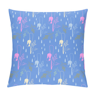 Personality  Pattern With Abstract Buds And Leaves And Drops Pillow Covers