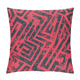 Personality  Red Industrial Maze Seamless Pattern With Grunge Effect Pillow Covers