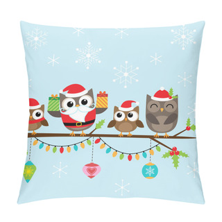 Personality  Christmas Family Of Owls Pillow Covers