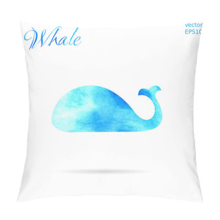 Personality  Blue Whale Illustration. Watercolor Whale. Vector Illustration EPS10 Pillow Covers
