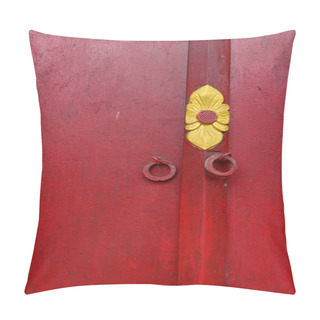 Personality  Red Wooden Door With Texture At Khmer Temple Pillow Covers