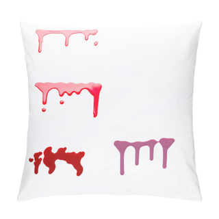 Personality  Top View Of Dripping Spills Of Shiny Nail Polish Isolated On White Pillow Covers