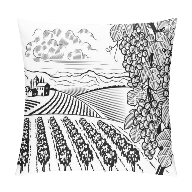 Personality  Vineyard valley landscape black and white pillow covers