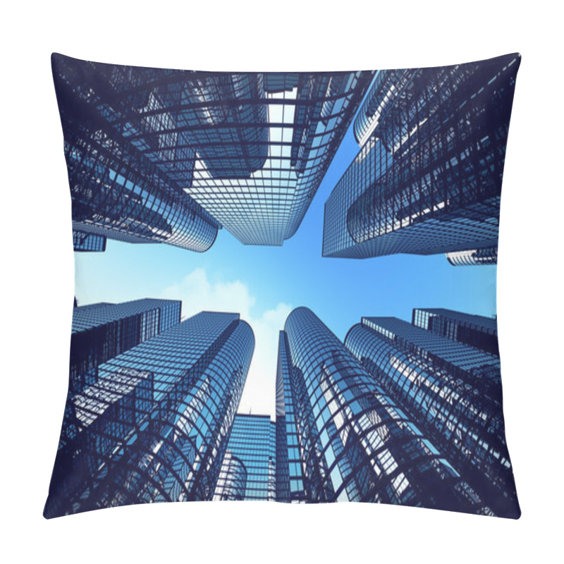 Personality  Business Towers With Fisheye Lens Effect. Pillow Covers