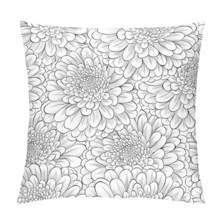 Personality  Beautiful Seamless Background With Monochrome Black And White Flowers Pillow Covers