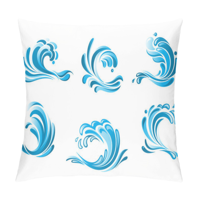 Personality  Blue water waves symbols pillow covers