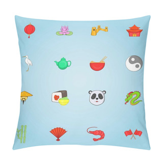 Personality  China Icons Set, Cartoon Style Pillow Covers
