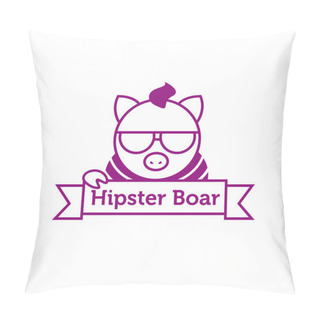 Personality  Vector Hipster Boar In Sunglasses Outline Logotype Pillow Covers