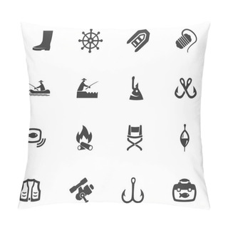 Personality  Fishing Icons Set Pillow Covers