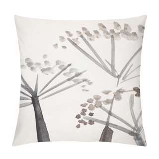 Personality  Japanese Painting With Flowers On White Pillow Covers