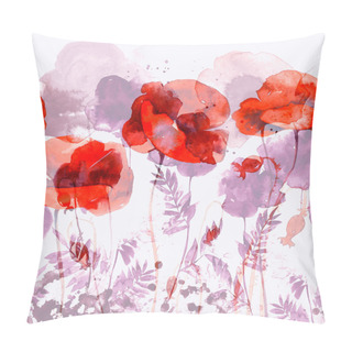 Personality  Minimalistic Silhouettes Meadow Flowers Seamless Border. Digital With Watercolour. Mixed Media Artwork. Endless Motif For Packaging, Scrapbooking, Decoupage, Textiles. Pillow Covers