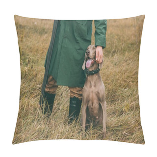 Personality  Man Standing And Petting Dog Pillow Covers