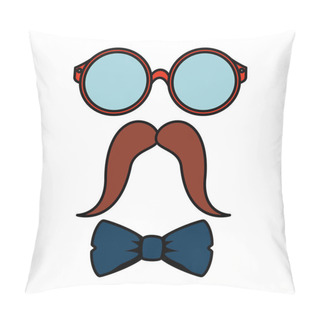 Personality  Eyeglasses And Mustache With Bowtie Hipster Style Pillow Covers