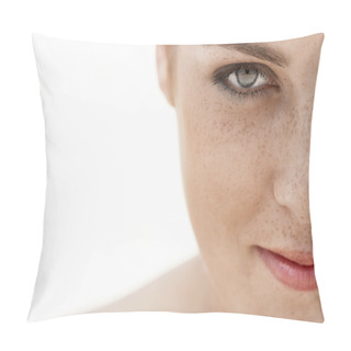 Personality  Young Woman With Freckles Pillow Covers