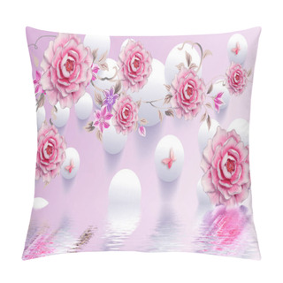 Personality  3D Illustration Of Beautiful Pink Flowers 3d Background 3D Wallpaper Pillow Covers
